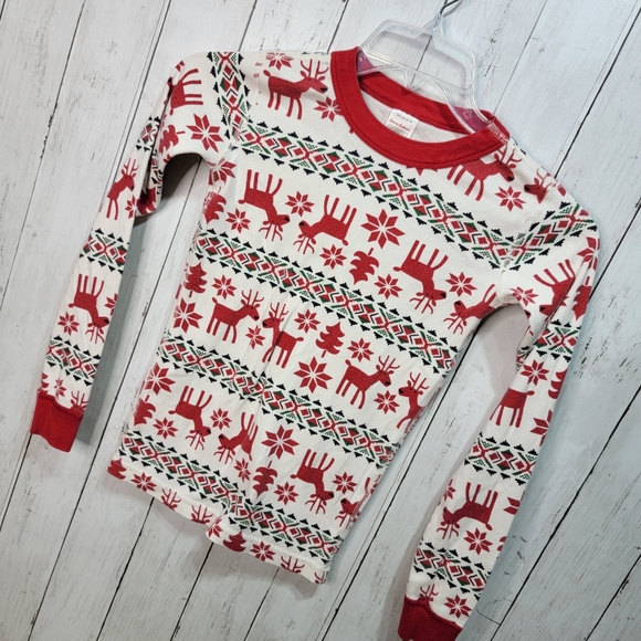 Hanna Andersson Pajama Top Kids US 12 150 Christmas Organic Reindeer Fair Isle. - Picture 2 of 6